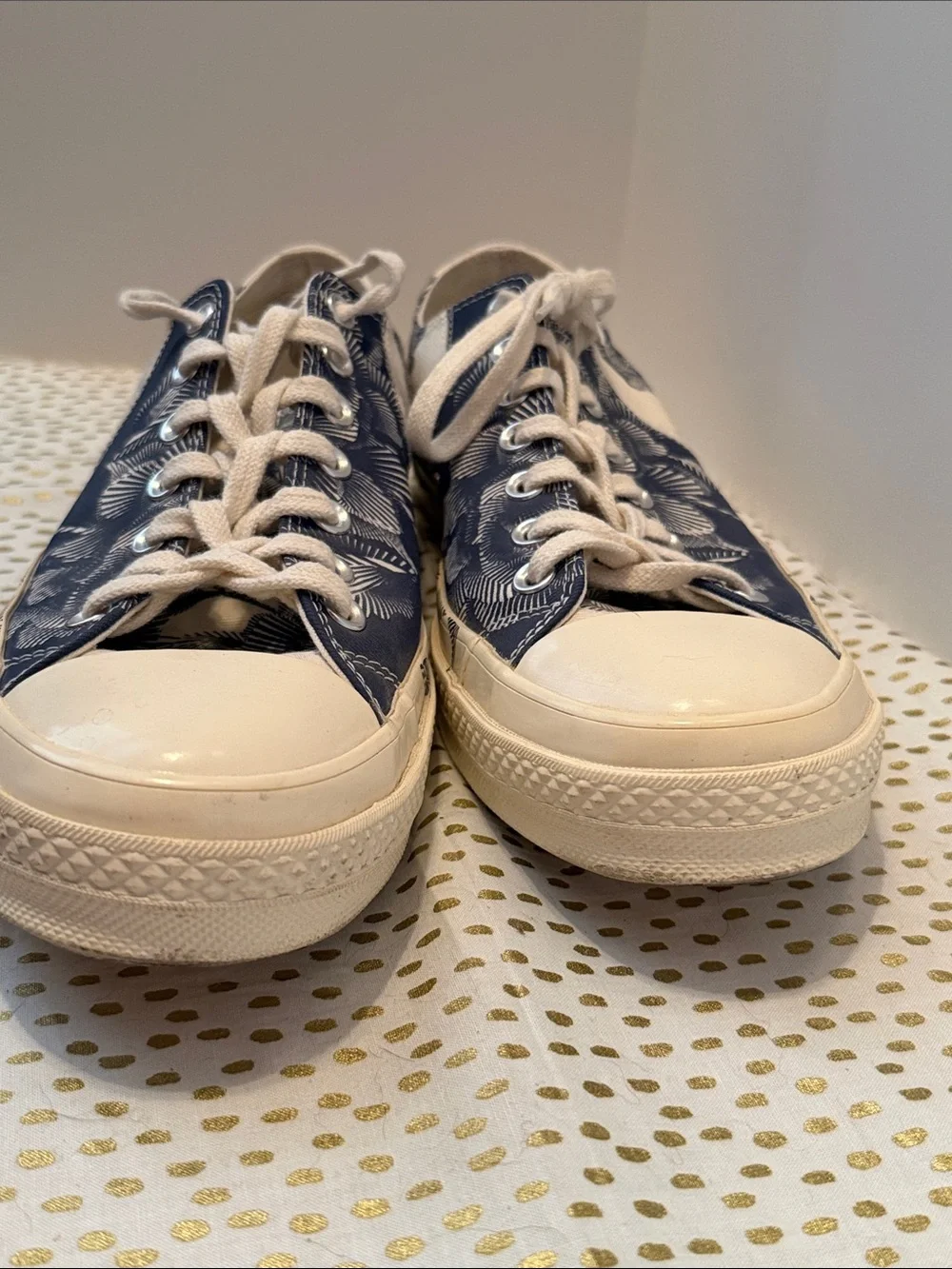 Converse Navy Blue and White Floral Low-Top Sneakers - Picture 4 of 8